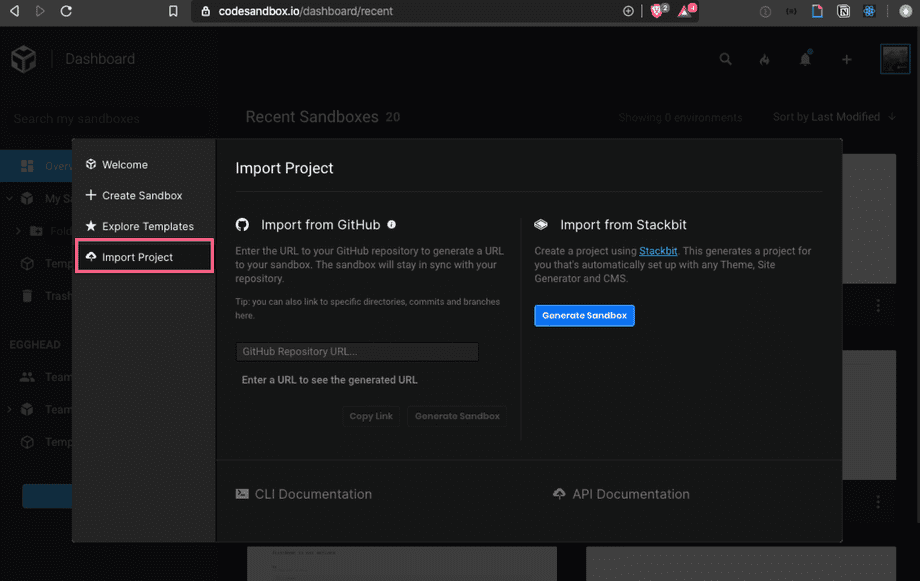 Import project from GitHub
